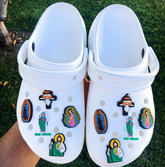 San Judas and Virgin Shoe Charms